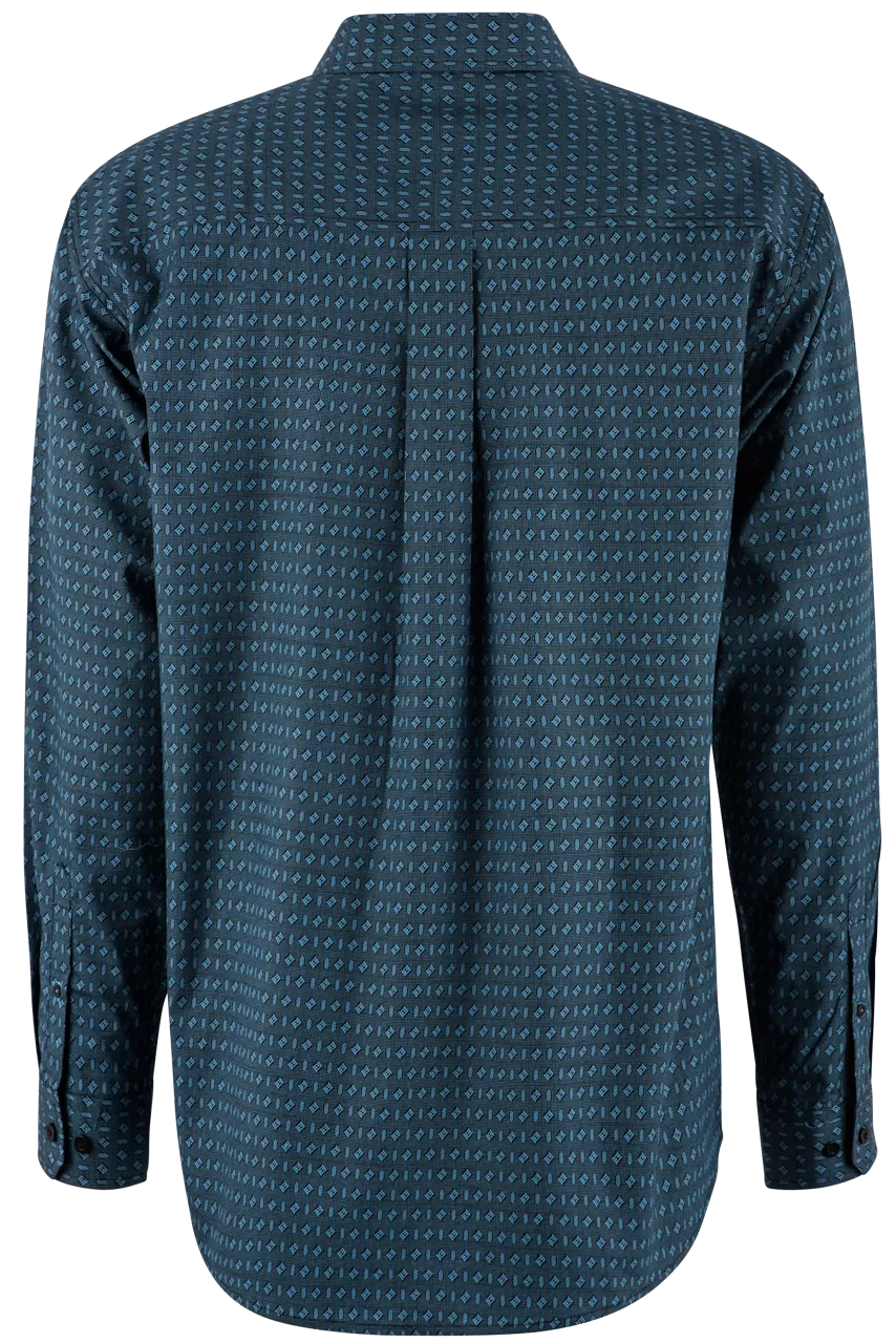 Cinch Long Sleeve Button Down Shirt - Black & Blue