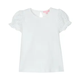 Contrast Sleeve Tee | White Eyelet (7, 12, 14)