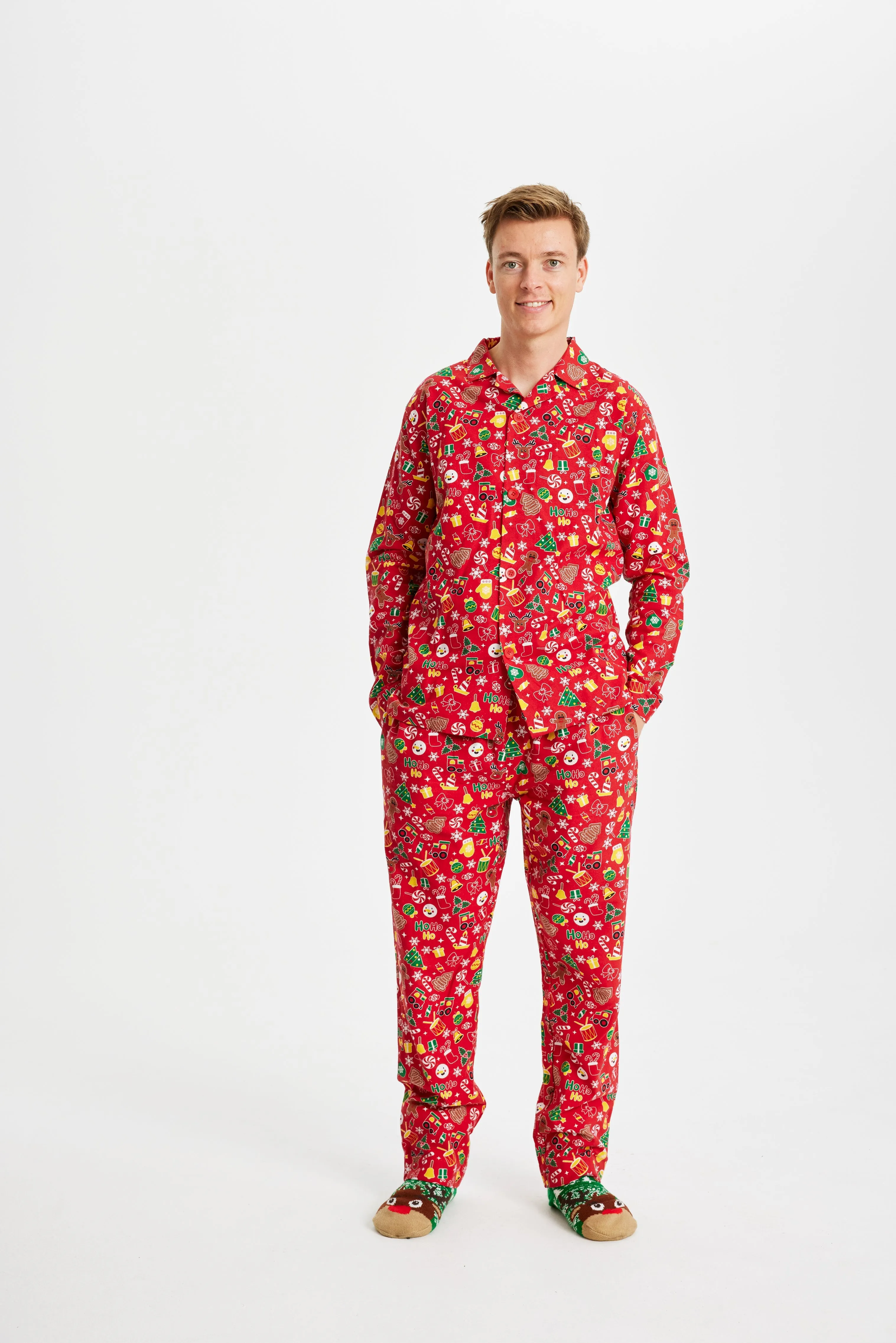 Crazy Julepyjamas Flannel Rød - Herre.