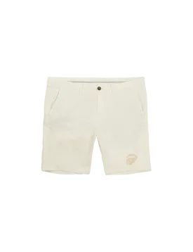 Cream Tonal Embroidered Tongue Logo Chino Shorts
