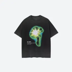 Distressed Green Human Figure Printed Tee