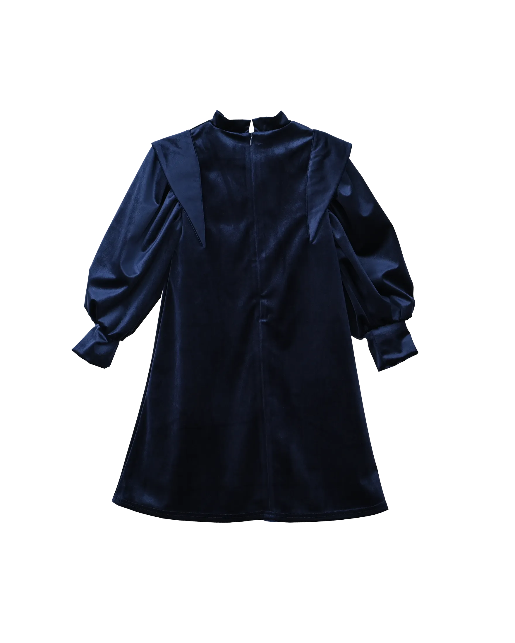 Sapphire Blue Velvet Wrap Dress with Detailed Shoulder Design