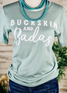 Dusty Blue Buckskin & Badass Short Sleeve Graphic Tee