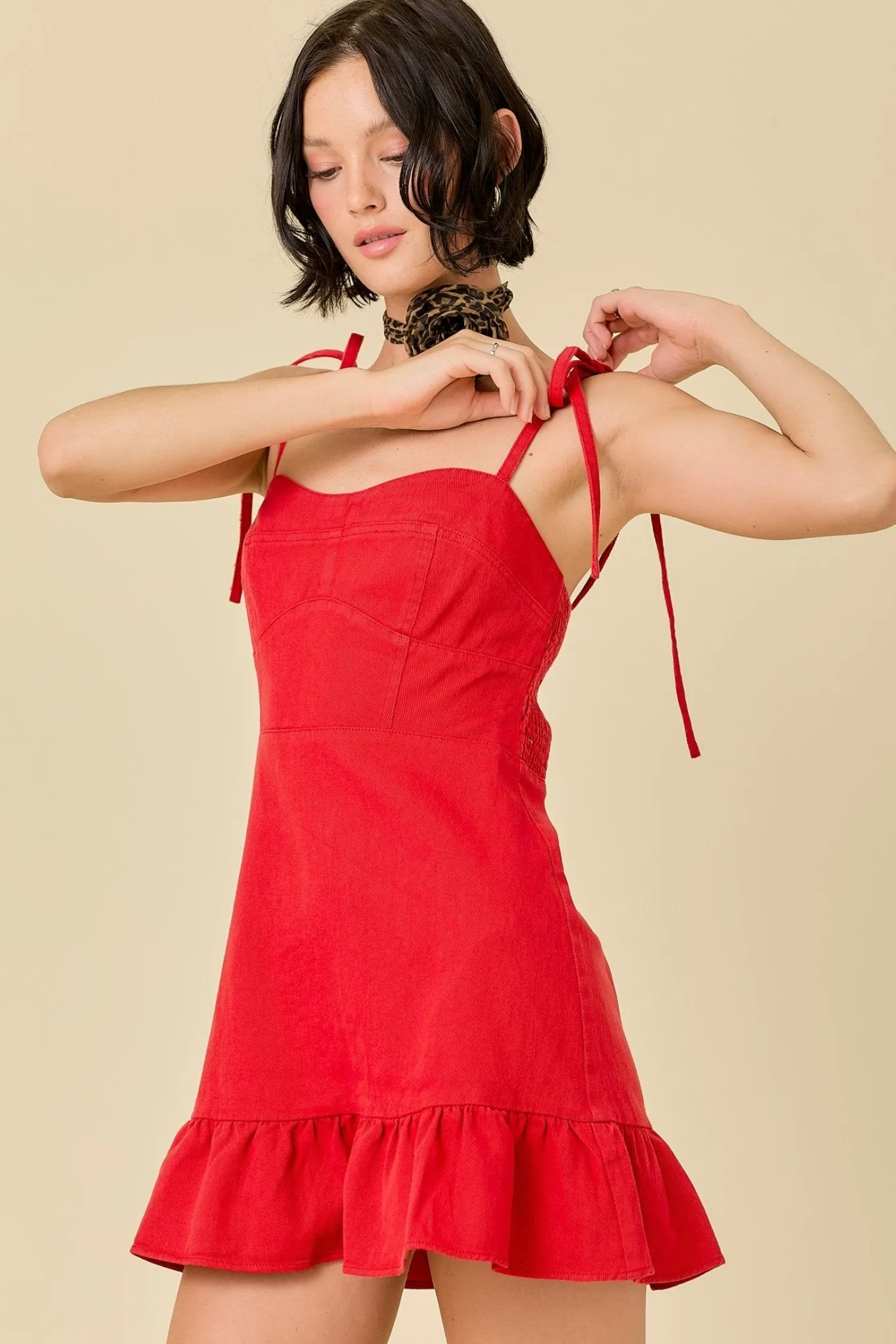 Dutton Denim Dress in Red