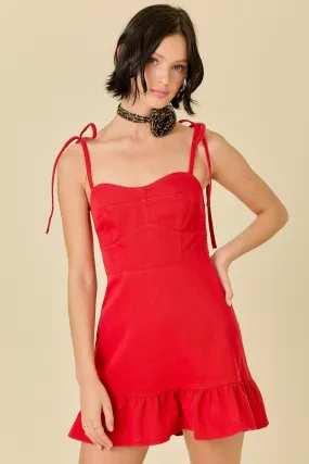 Dutton Denim Dress in Red