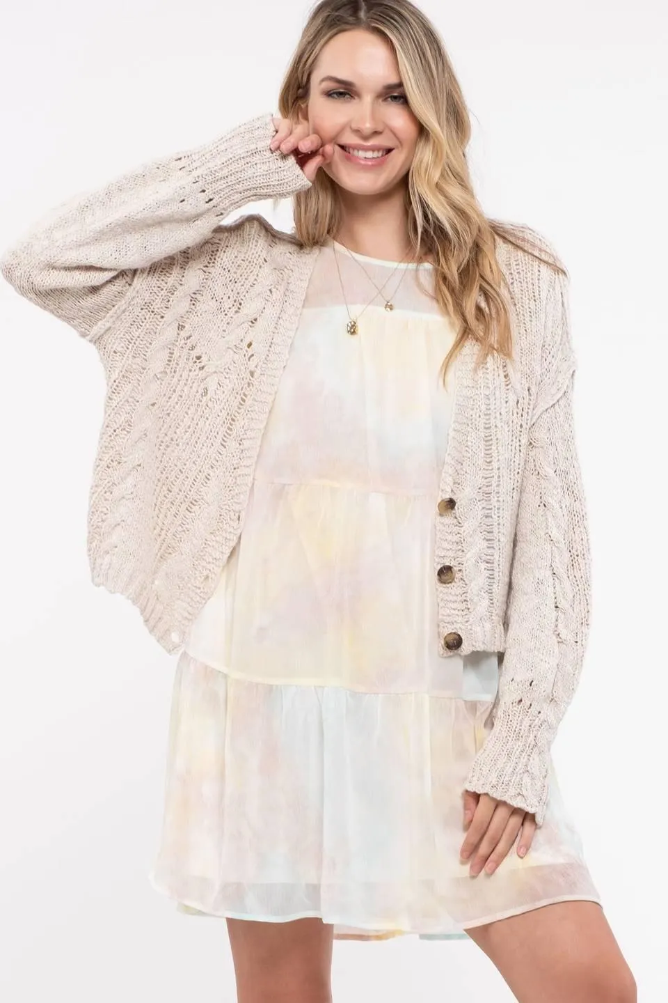 FINAL SALE -  Drop Shoulder Knit Cardigan