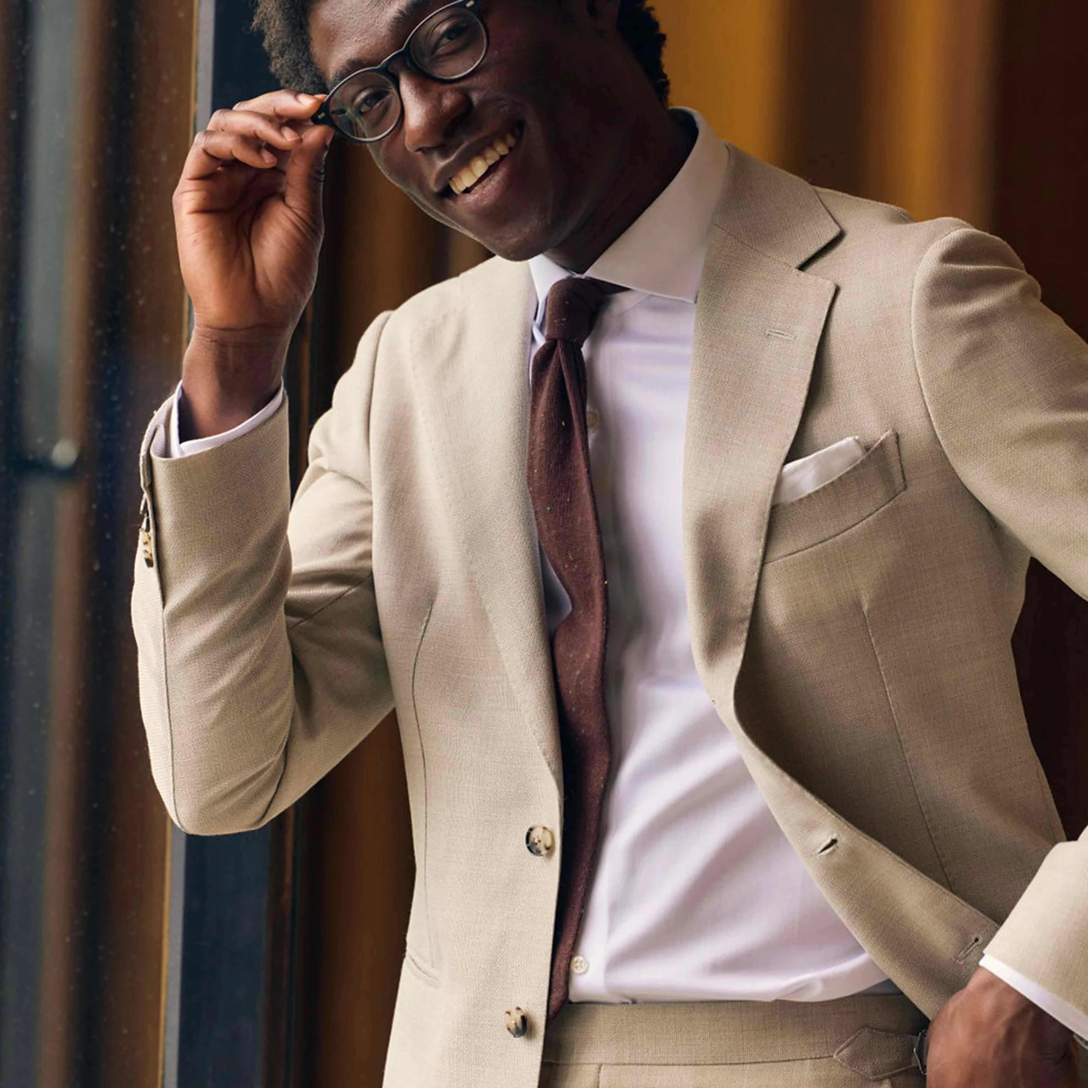 Flecked Solid Knit Brown Tie
