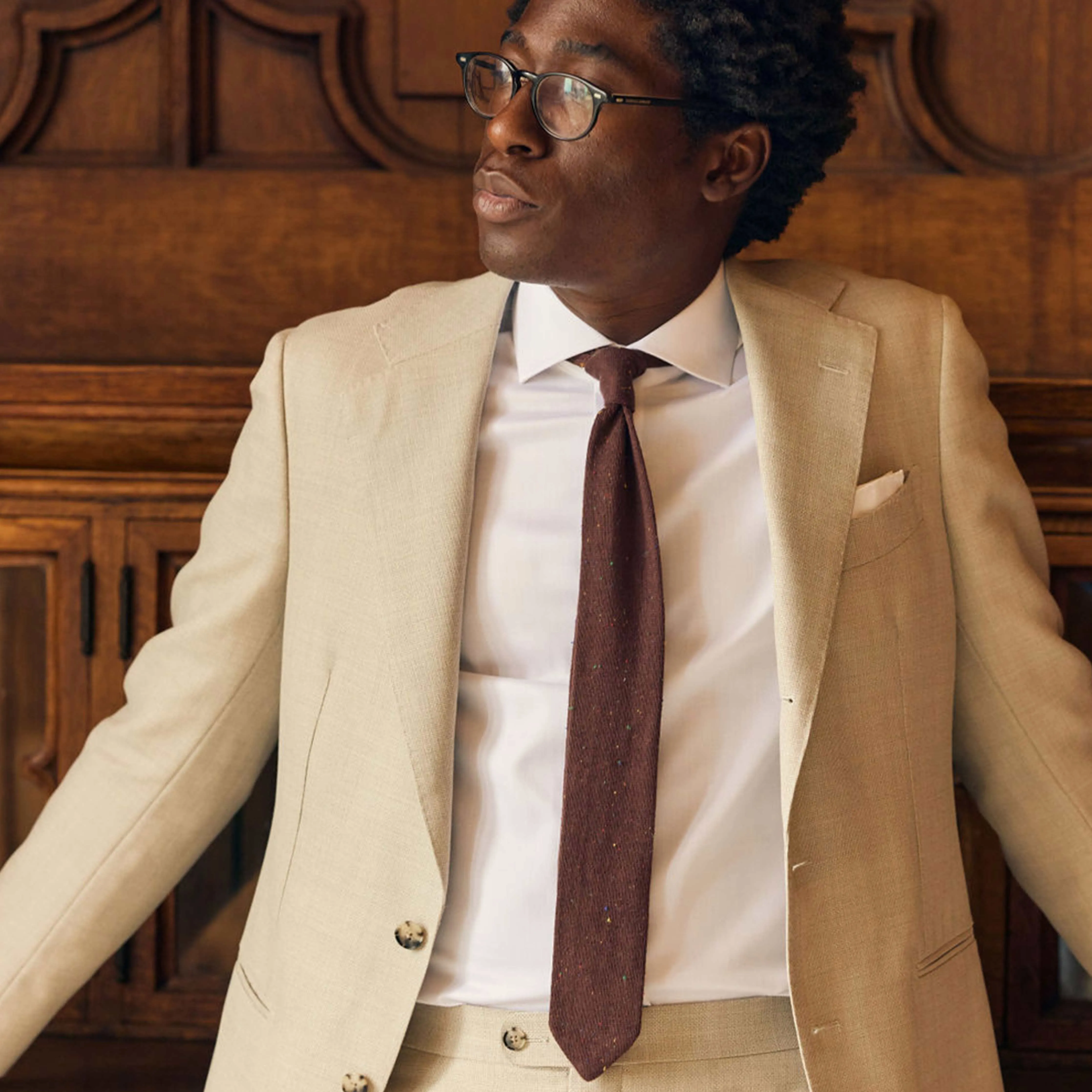 Flecked Solid Knit Brown Tie