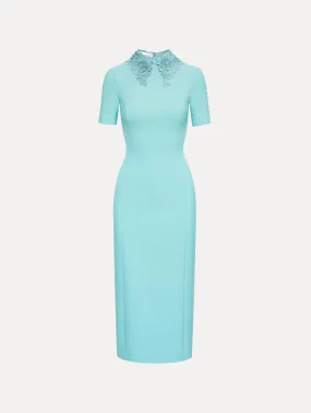 Floral Guipure Collar Midi Dress