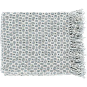 Fringed Throw Denim Blue with Cream tsl2001
