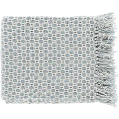 Fringed Throw Denim Blue with Cream tsl2001