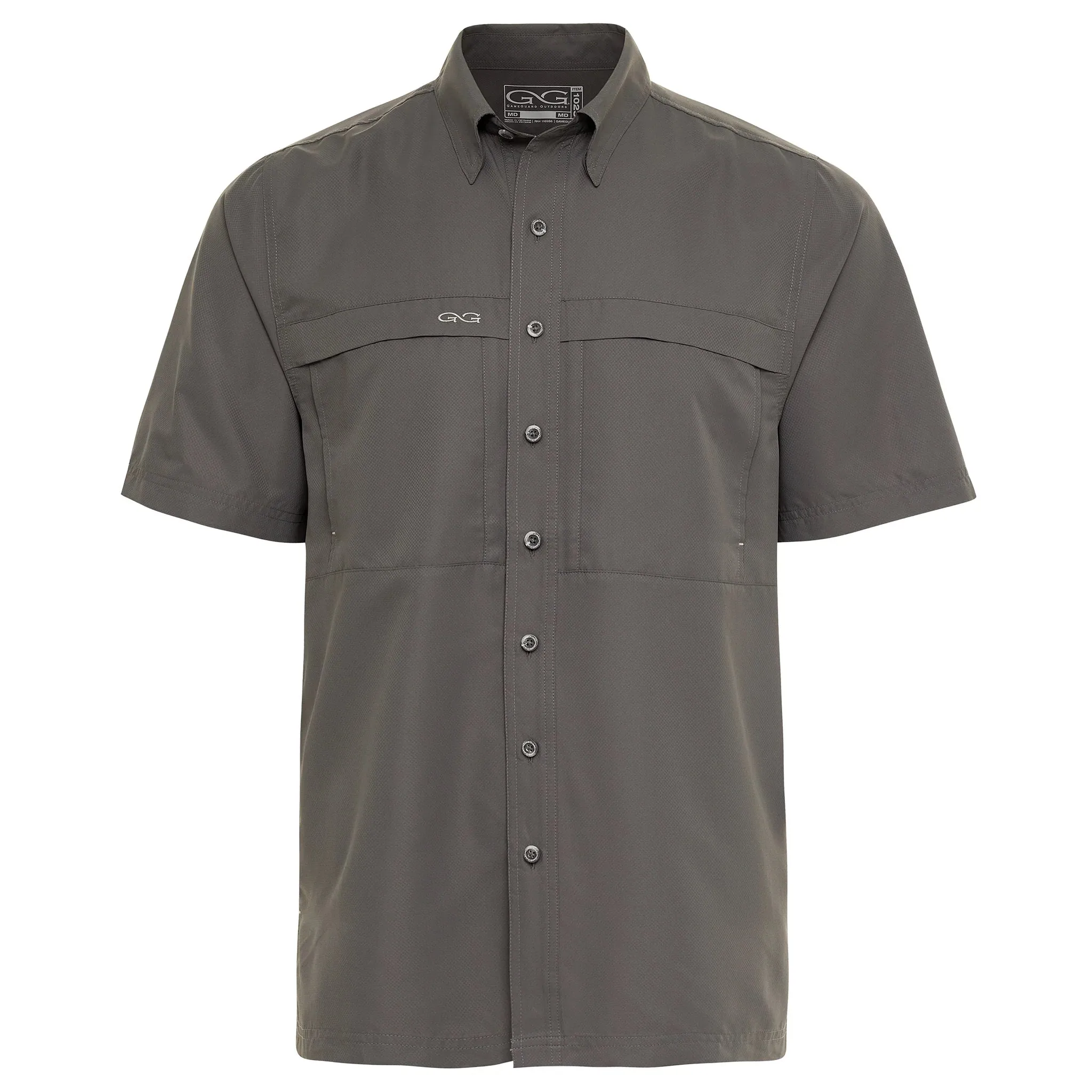 GameGuard Gunmetal Short Sleeve Microfiber Button Down Men's Shirt