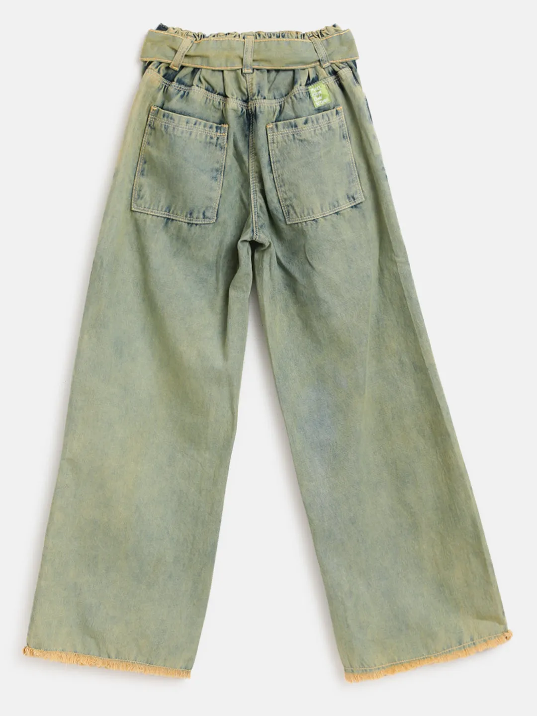 Girls Olive Denim Palazzo