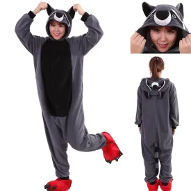 Grey Coon Racoon Kigurumi Animal Onesies Costume Pajamas