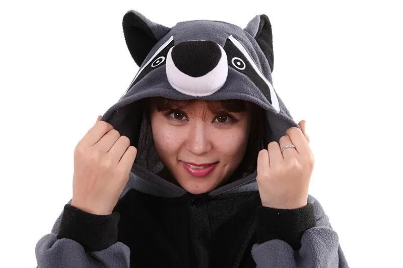 Grey Coon Racoon Kigurumi Animal Onesies Costume Pajamas