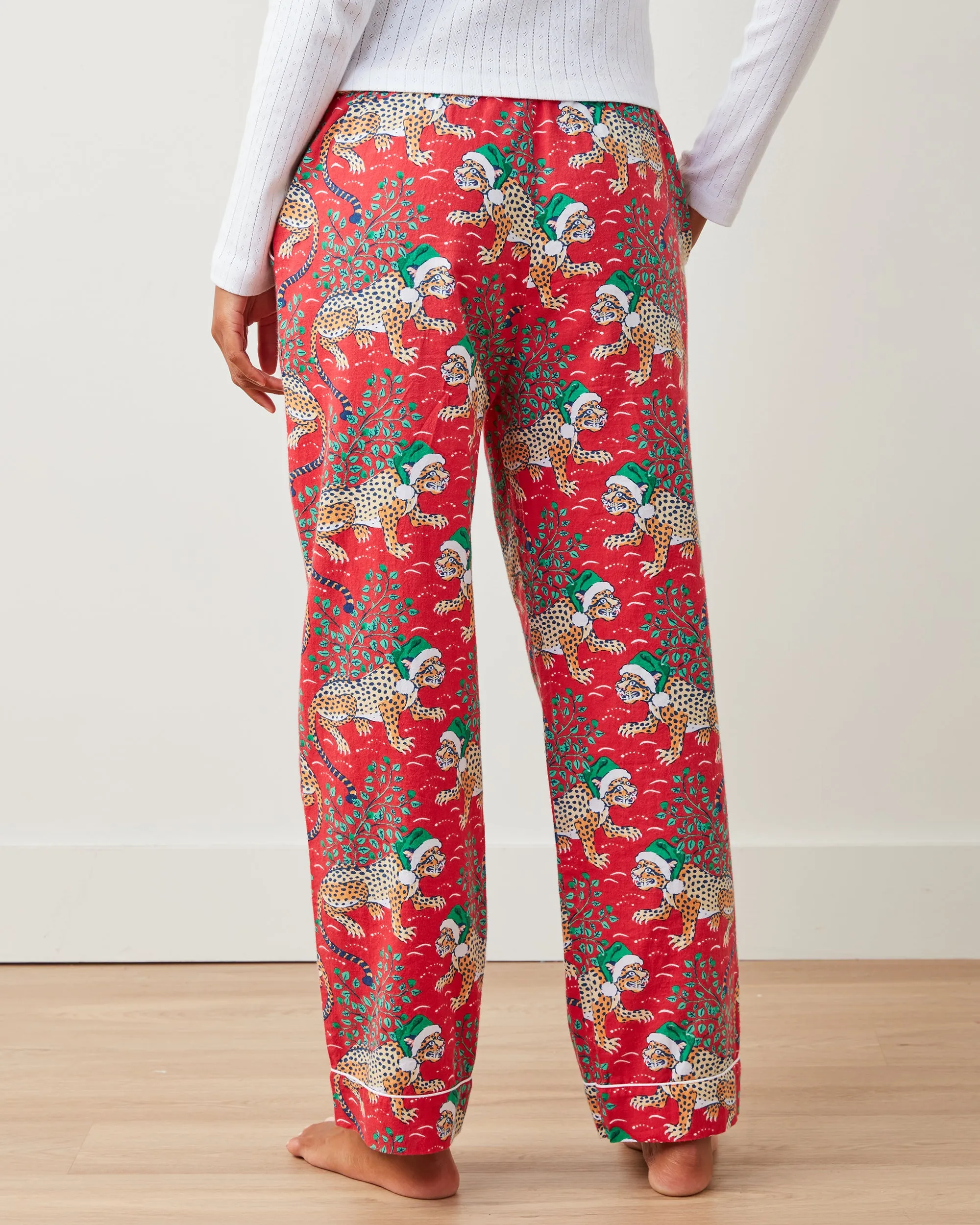 Holly Jolly Bagheera - Tall Lightweight Flannel PJ Pants - Ruby