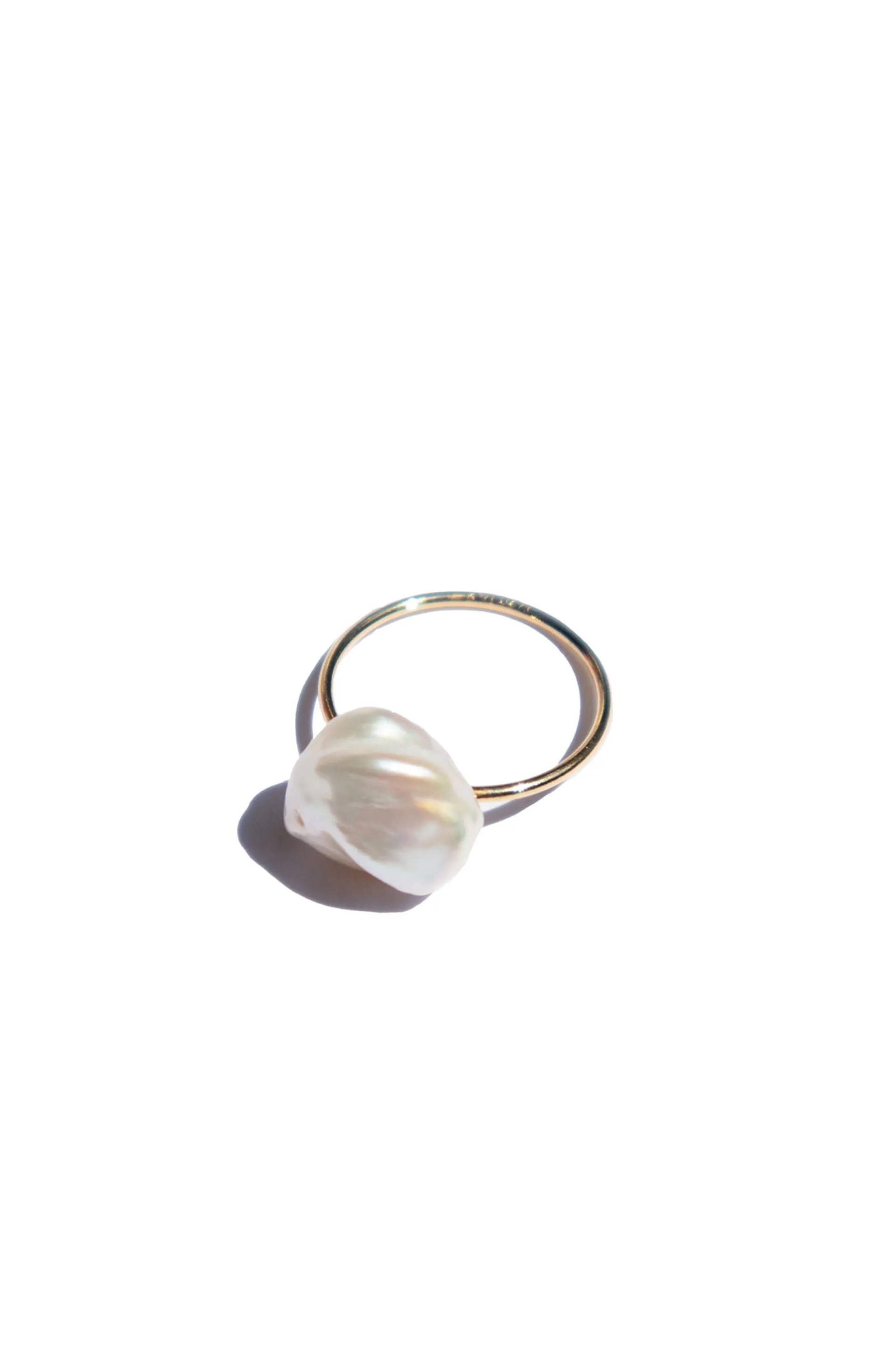 Imogen — Pearl skinny gold ring
