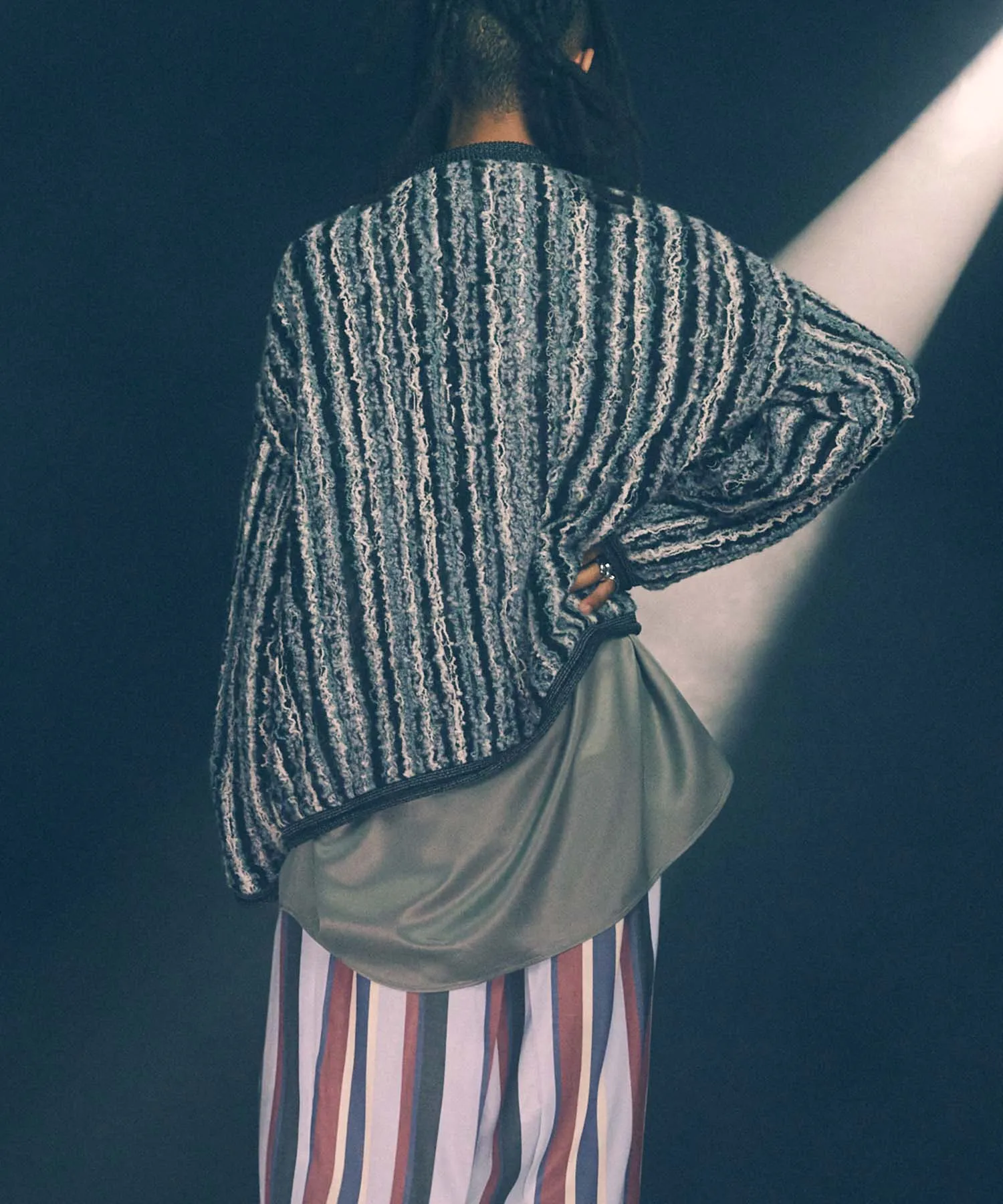 Irregular Inlay Knitting Prime-Over Crew Neck Knit Pullover