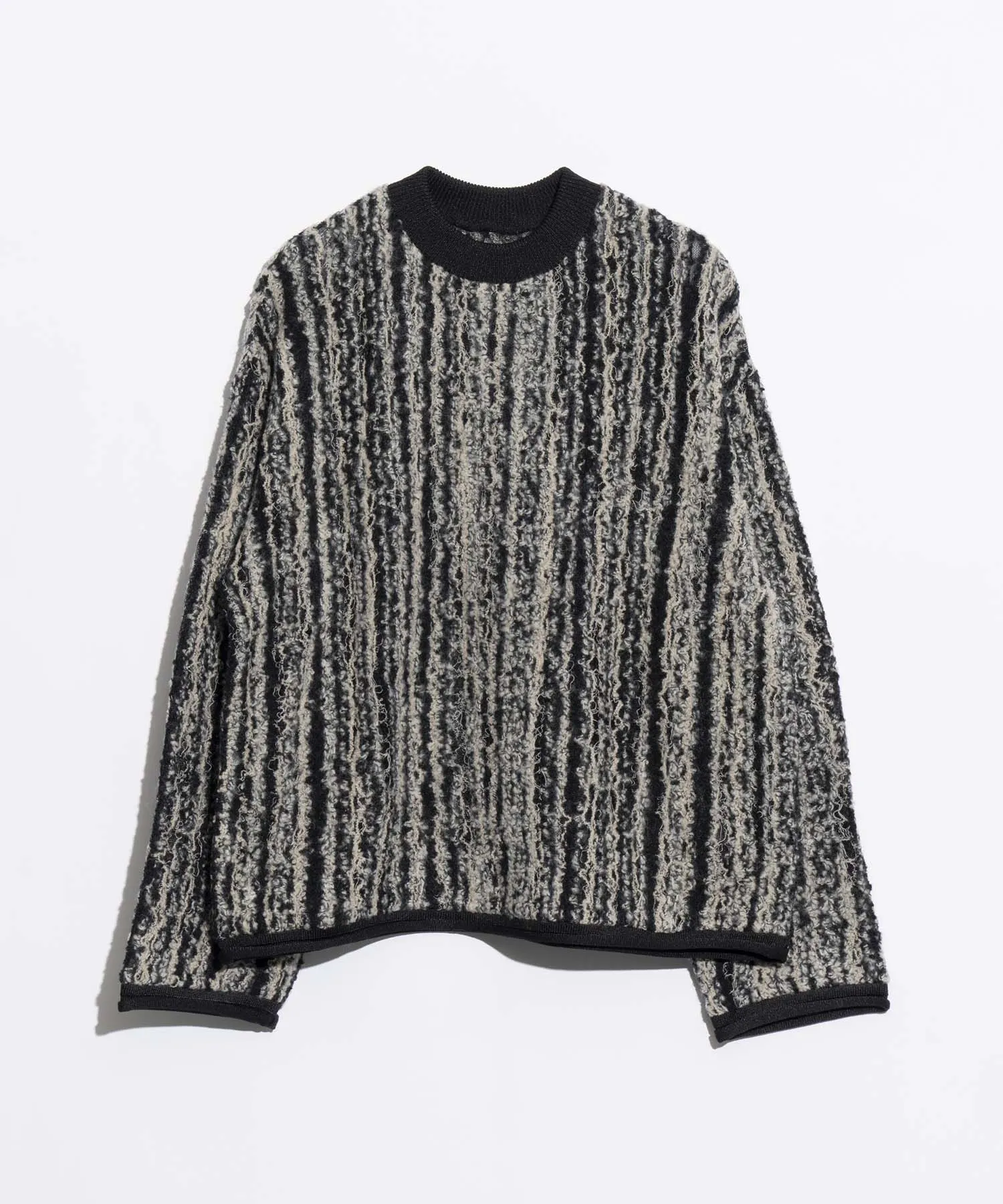 Irregular Inlay Knitting Prime-Over Crew Neck Knit Pullover