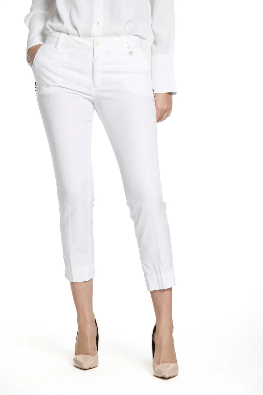 Jaqueline Curvie pantalone chino capri donna in tencel  stretch curvy ①