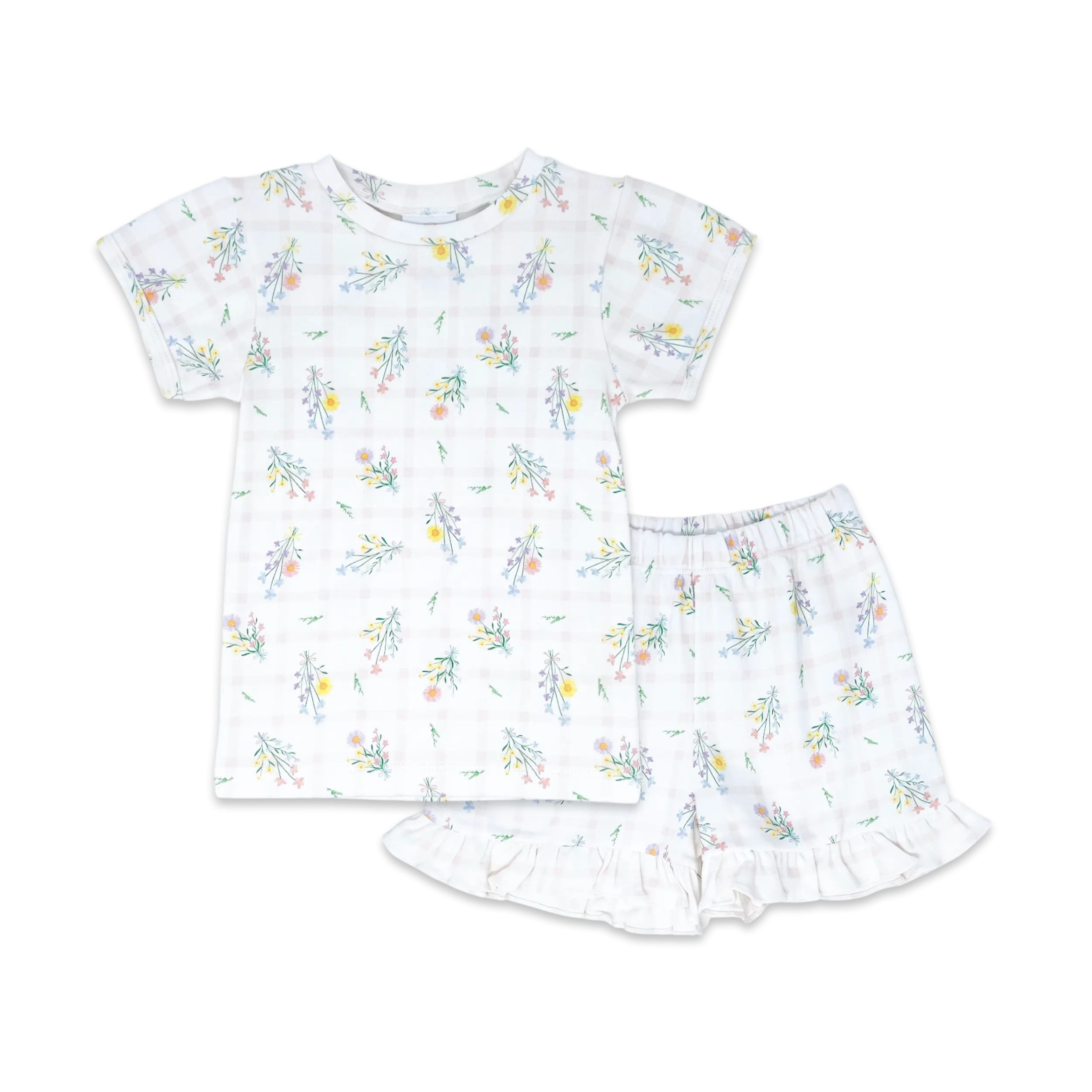 Lily Play Set | Pink Windowpane Floral Knit (5)