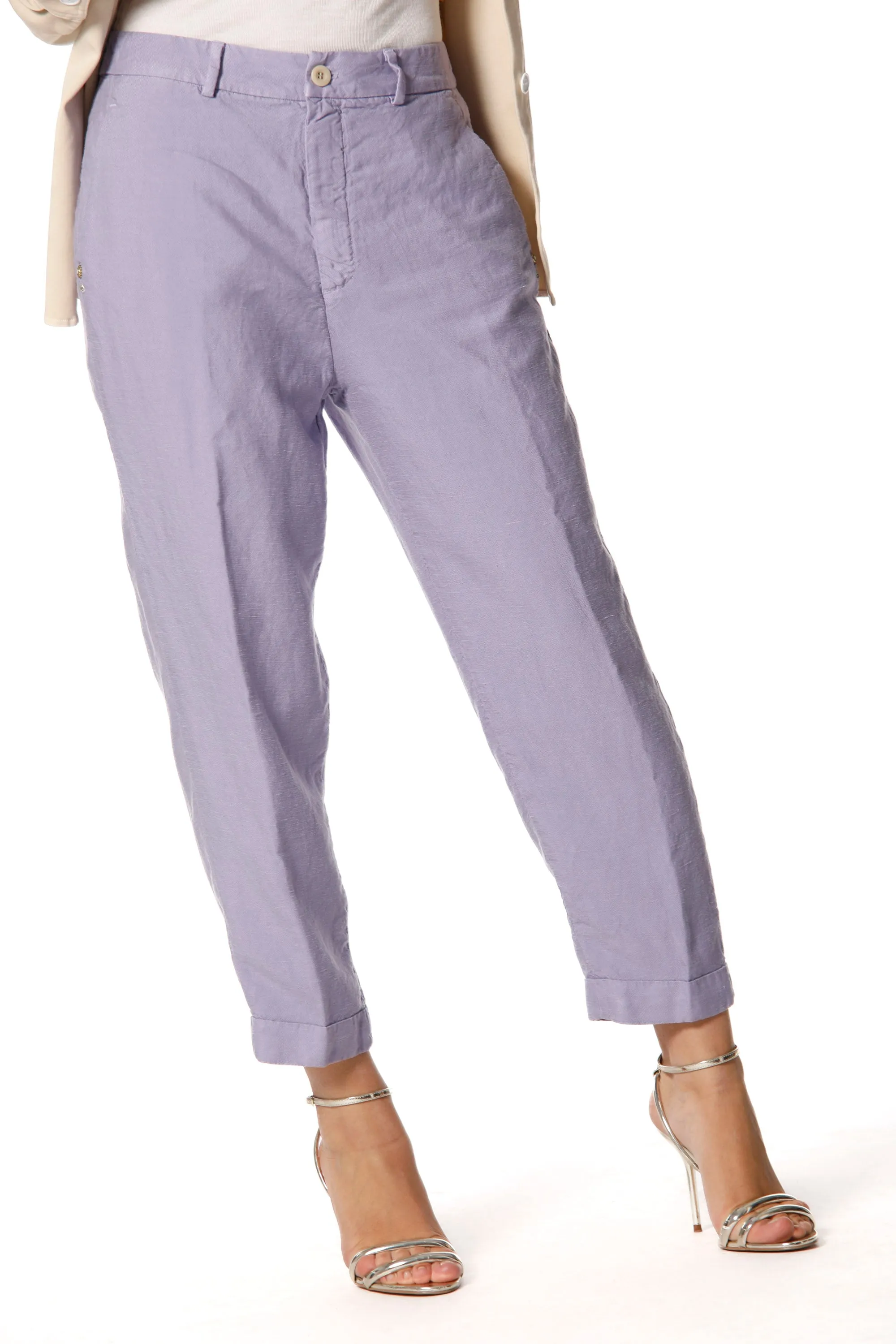 Linda Summer pantalone chino donna in tencel e lino relaxed