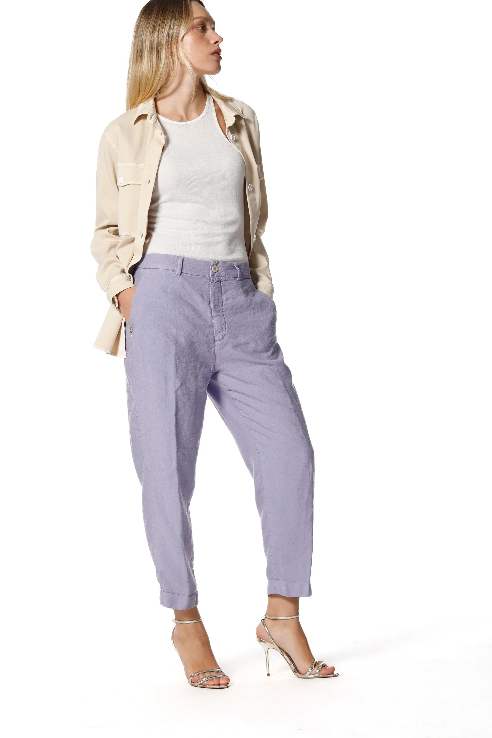 Linda Summer pantalone chino donna in tencel e lino relaxed