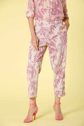Linda Summer pantalone chino jogger donna in twill tencel stampa fiori relaxed