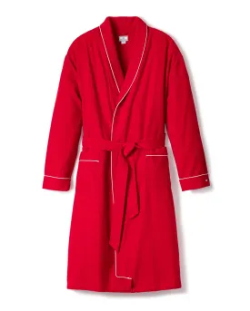 Men's Flannel Robe | Red with White Piping