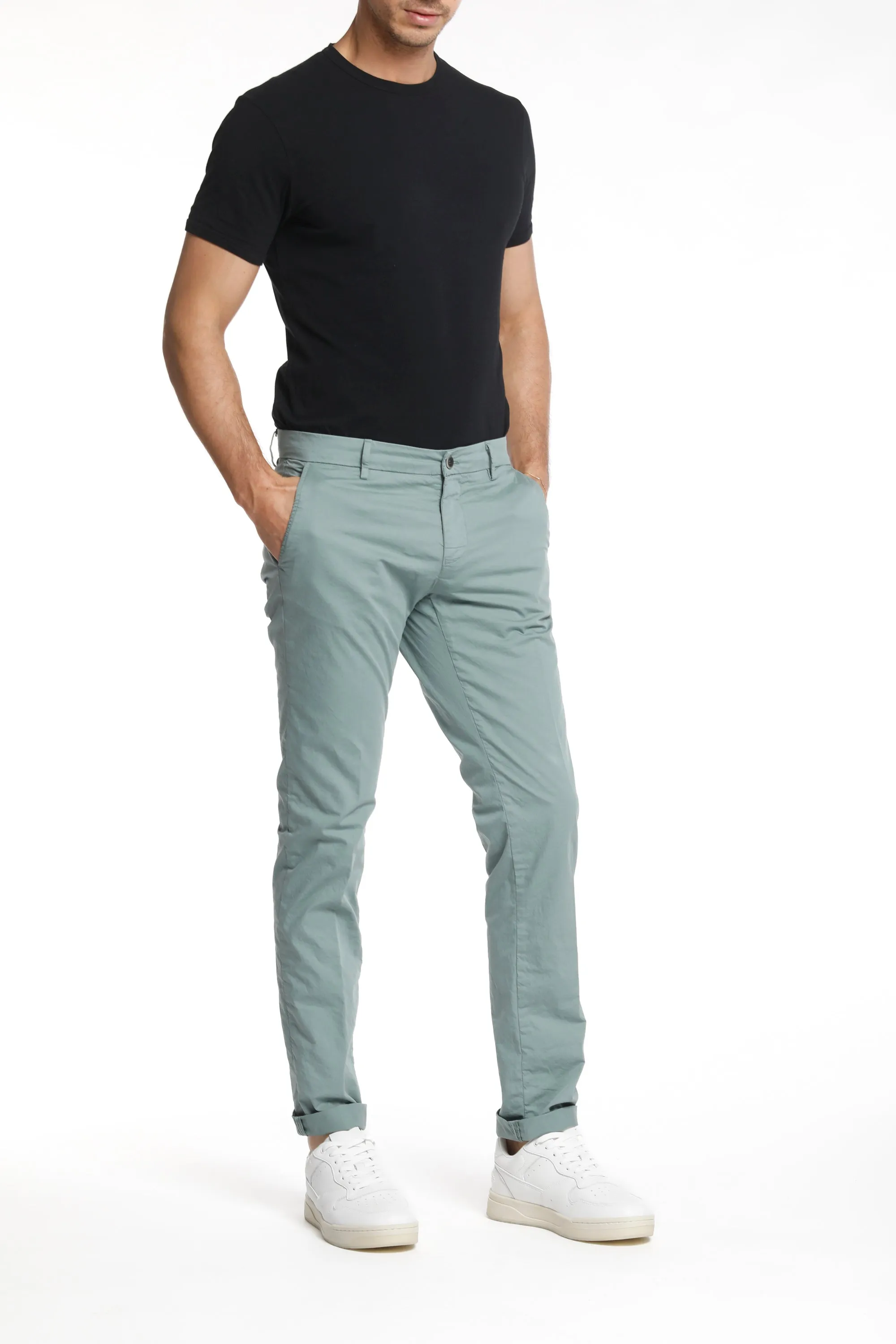 Milano Style pantalone chino uomo in gabardina stretch extra slim fit ①
