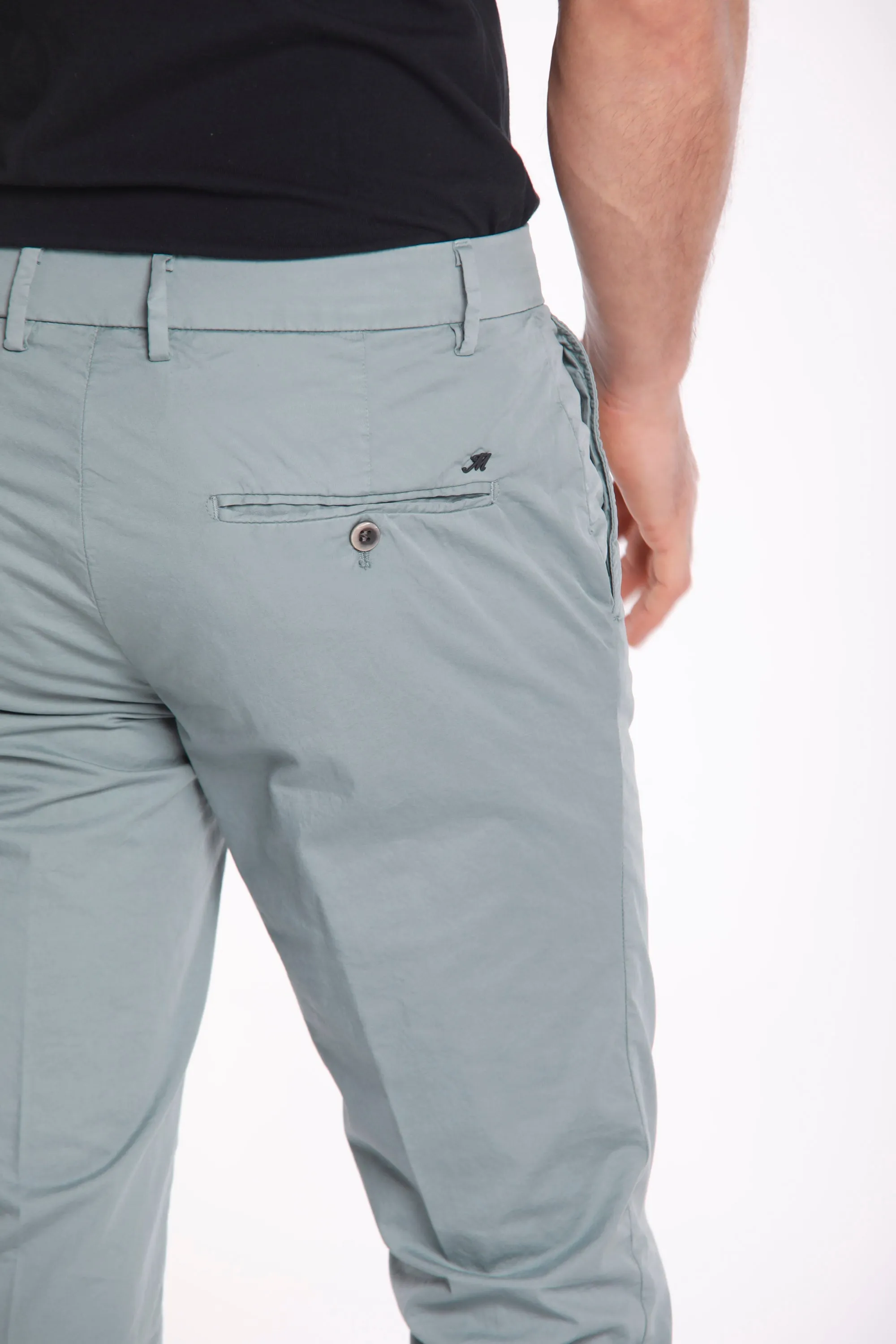 Milano Style pantalone chino uomo in gabardina stretch extra slim fit ①