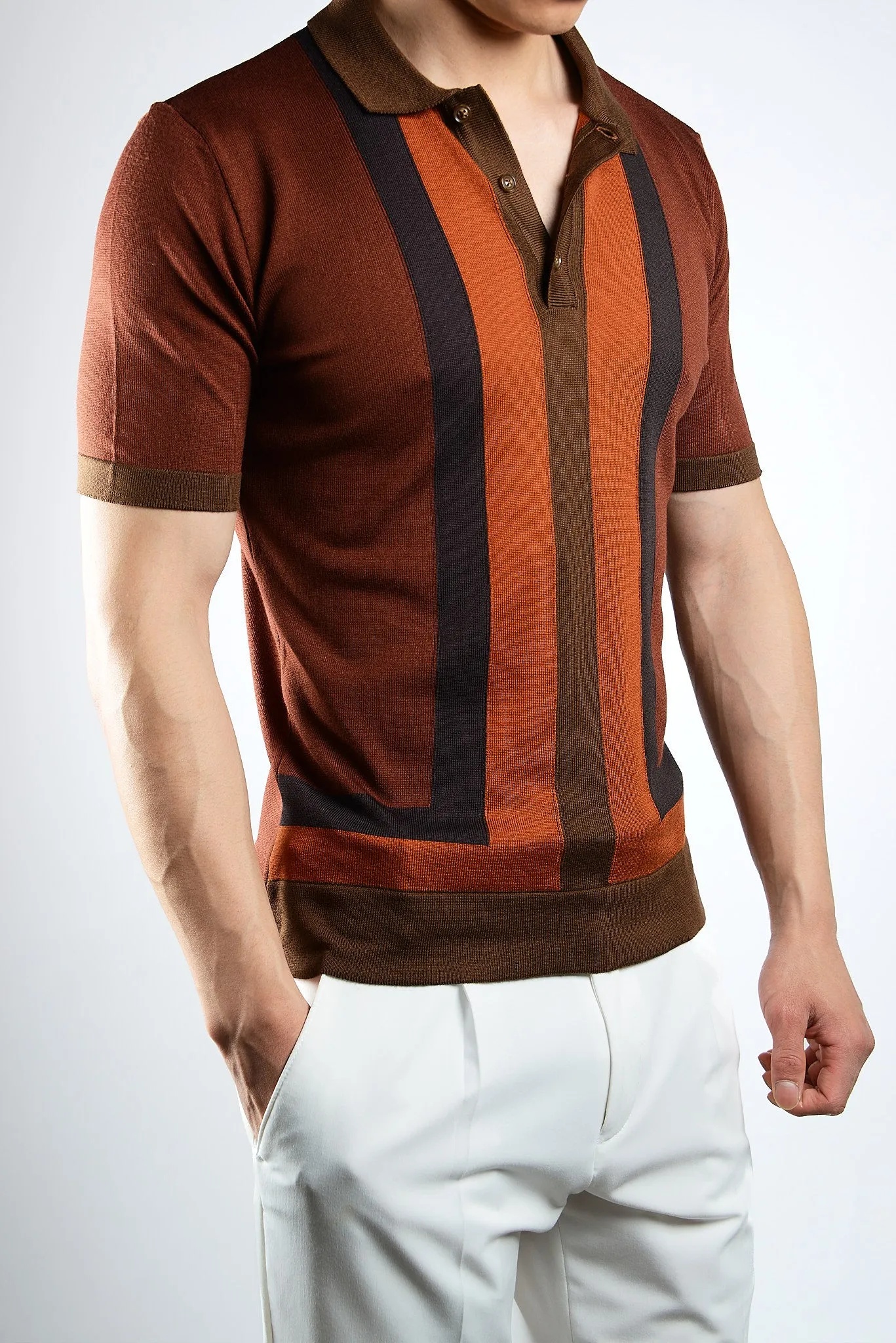 MULTI COLOR COLORBLOCK KNIT POLO