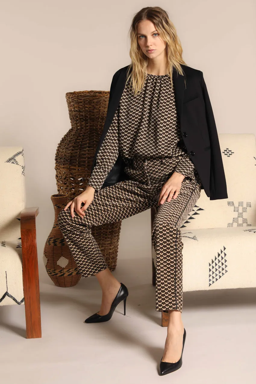 New York pantalone chino donna in velluto con pattern geometrico regular fit