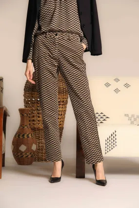 New York pantalone chino donna in velluto con pattern geometrico regular fit