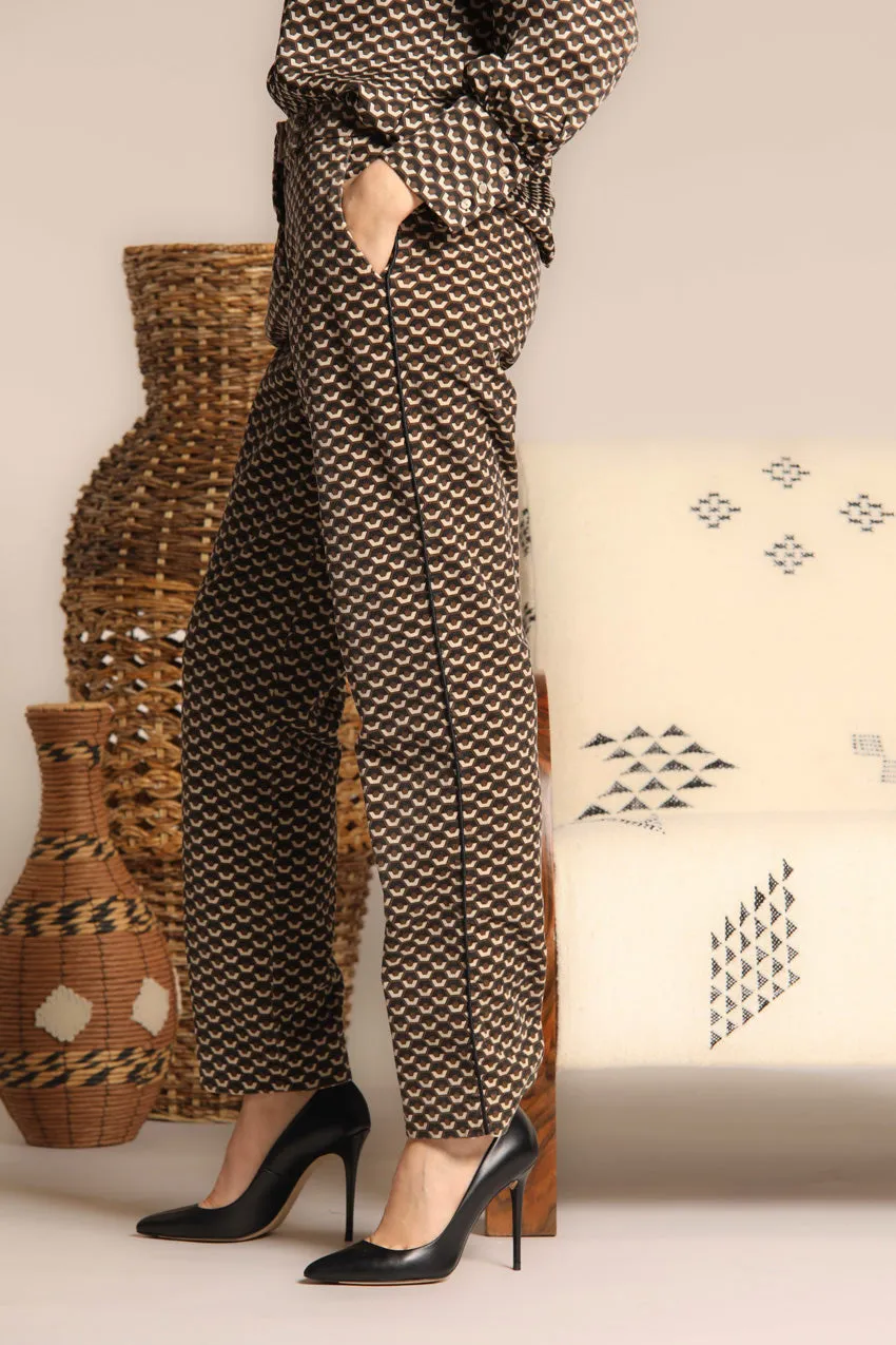New York pantalone chino donna in velluto con pattern geometrico regular fit