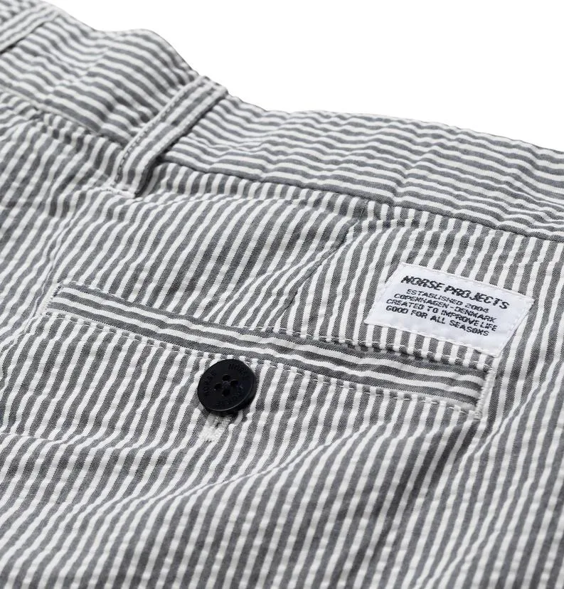 Norse Projects Aros Seersucker Shorts – Navy Stripe