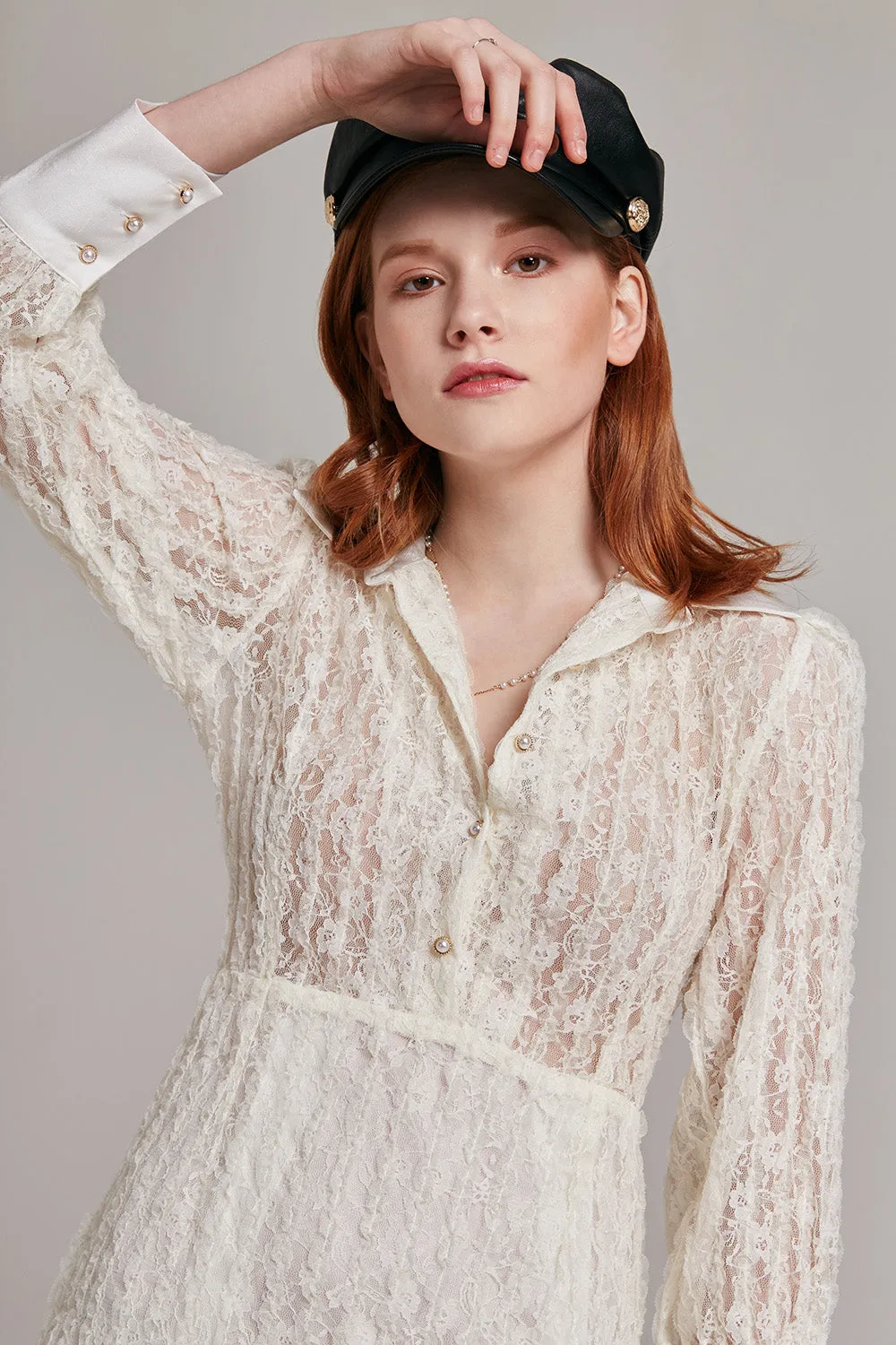 Odette Lace Blouse Dress