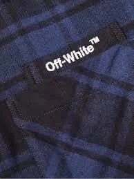 Off-White Outline ARR Flannel Over S/S Shirt Blue Black