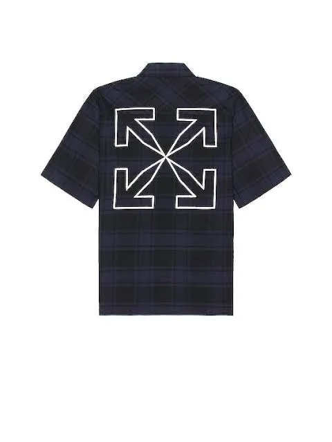 Off-White Outline ARR Flannel Over S/S Shirt Blue Black