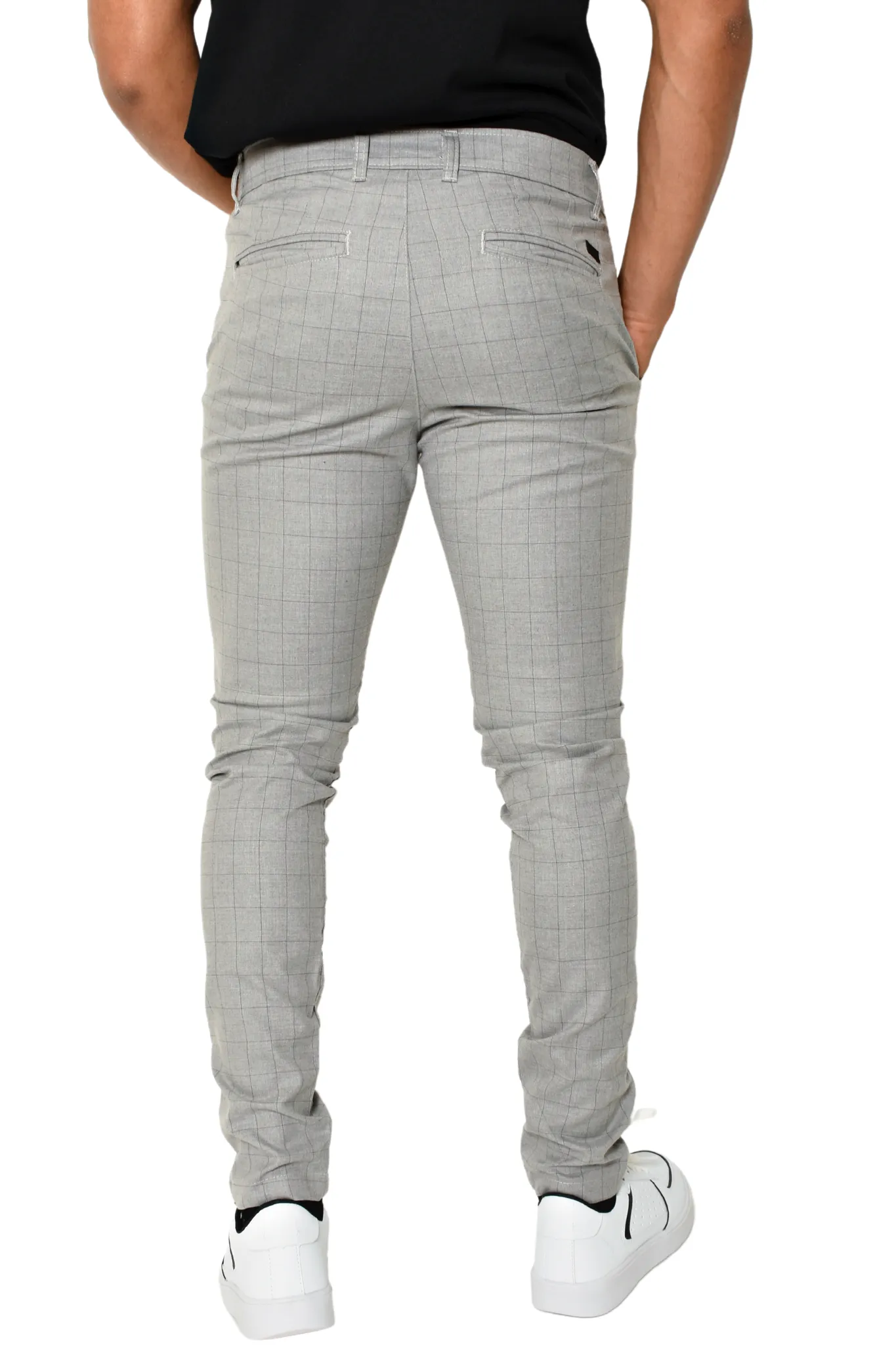 Pantalón de Vestir Básico Gris Cuadros Lyon