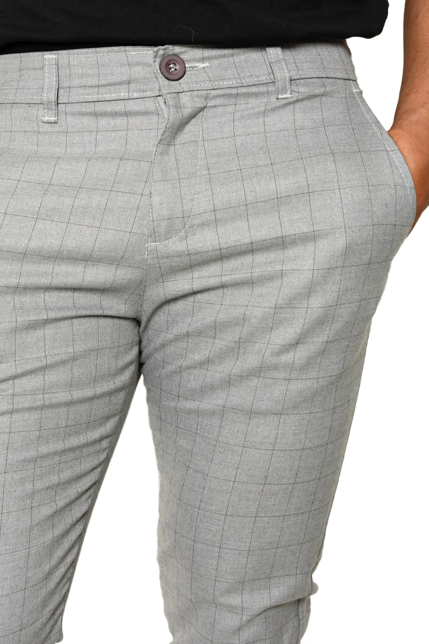 Pantalón de Vestir Básico Gris Cuadros Lyon