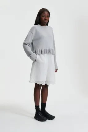 Cotton Silk Knit Grey Pullover Sweater by PILLE - Luxurious Casual Top