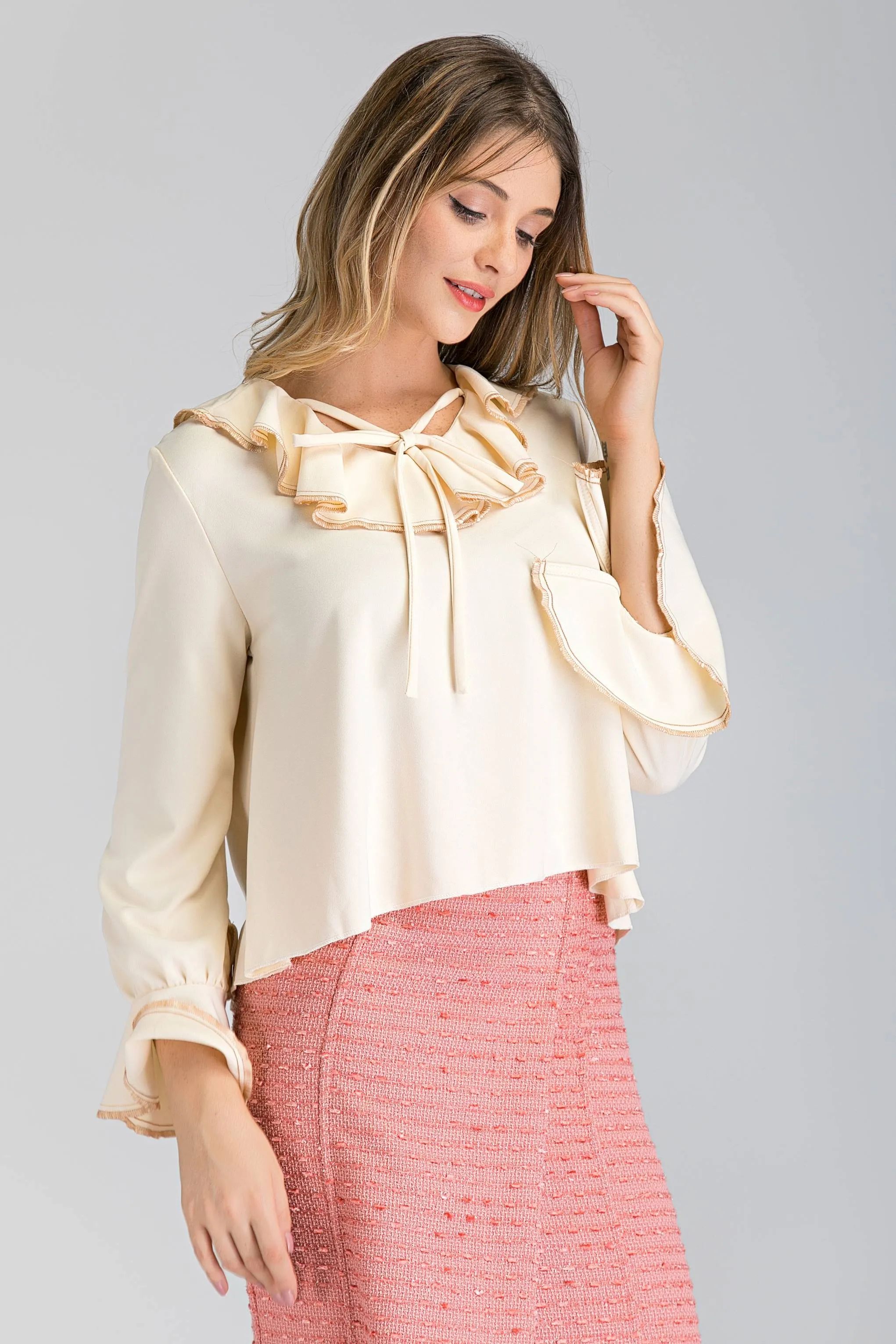 Pink Tweed and Ruffled Champagne Set