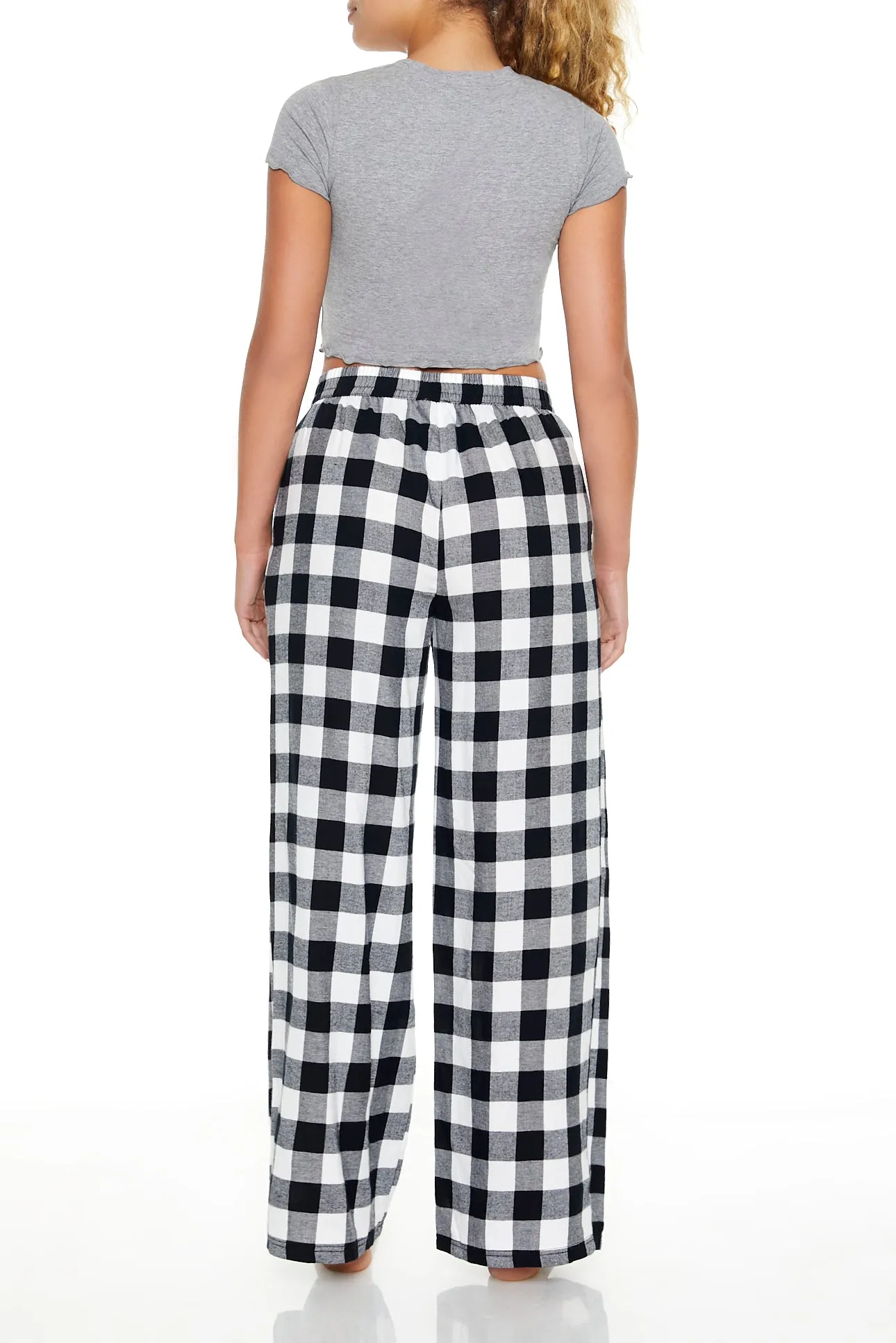 Plaid Print Wide Leg Pajama Pant
