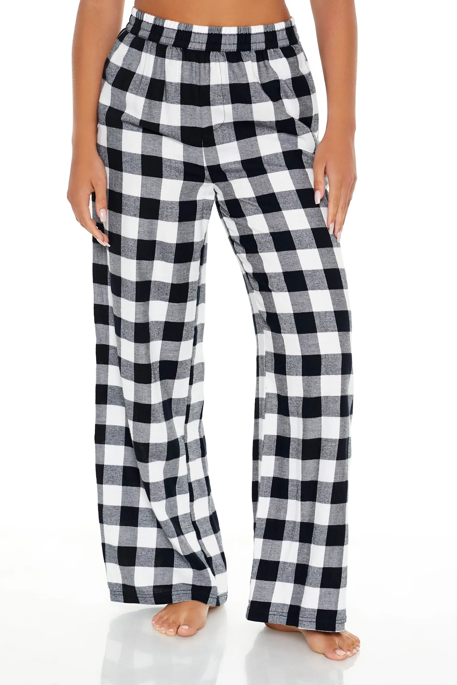 Plaid Print Wide Leg Pajama Pant