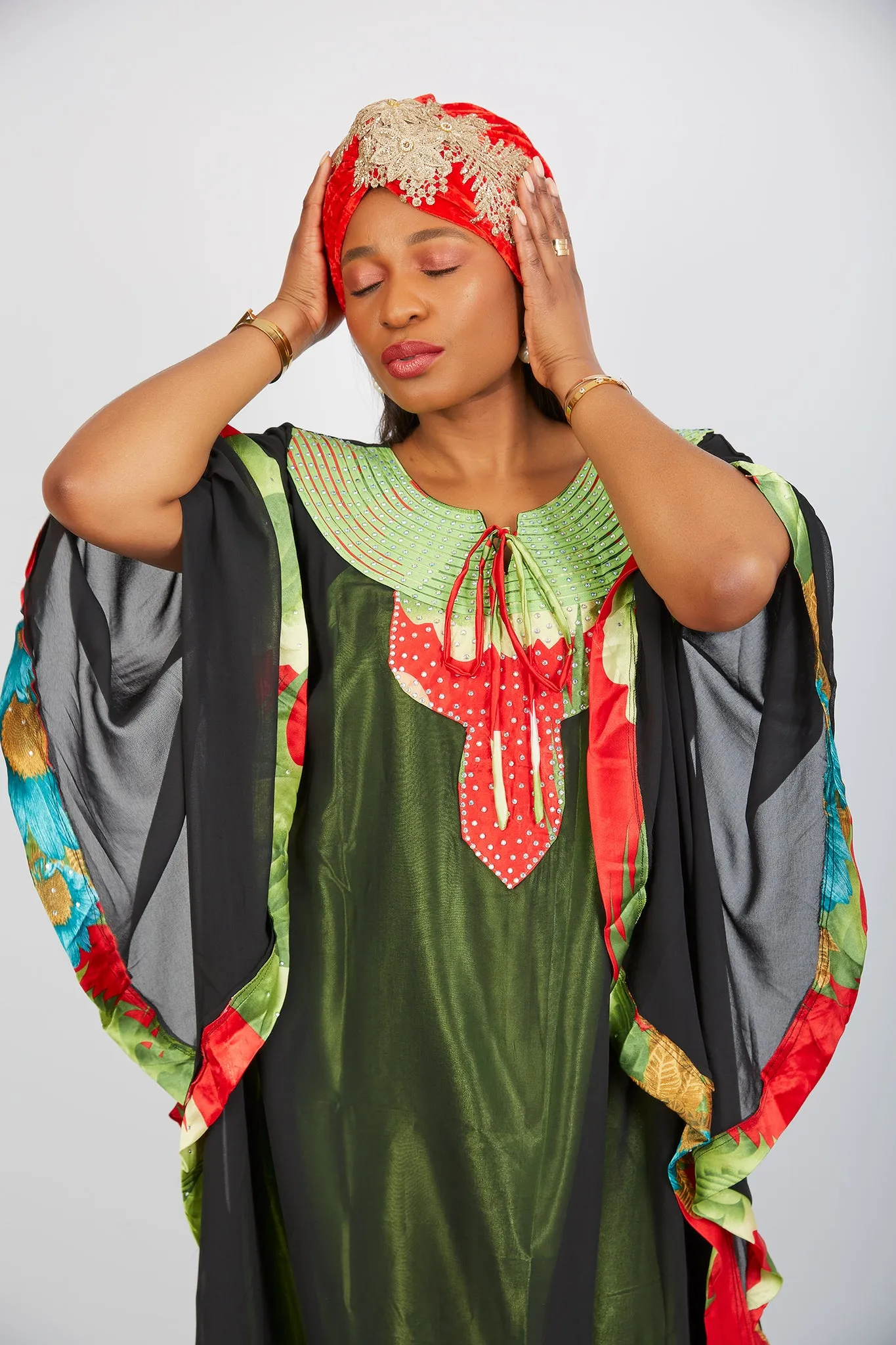 Pre made Ready to Wear Black Velvet Turban Cap - Abike