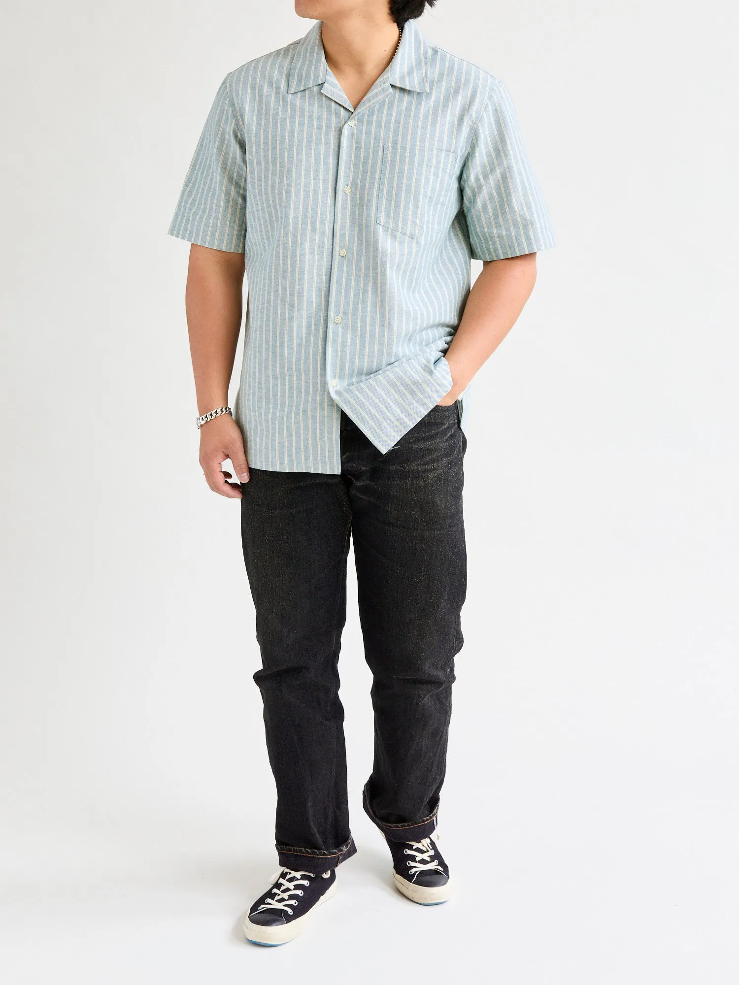 Vintage Indigo Striped Oxford Aloha Shirt