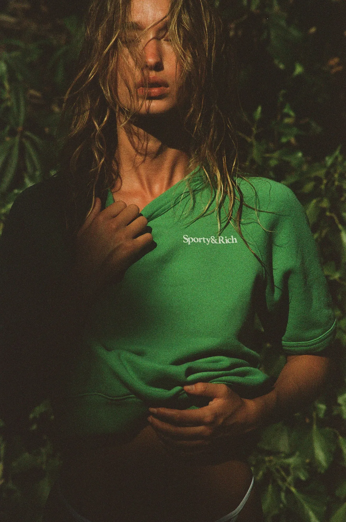 Serif Logo Short Sleeve Crewneck - Verde/White
