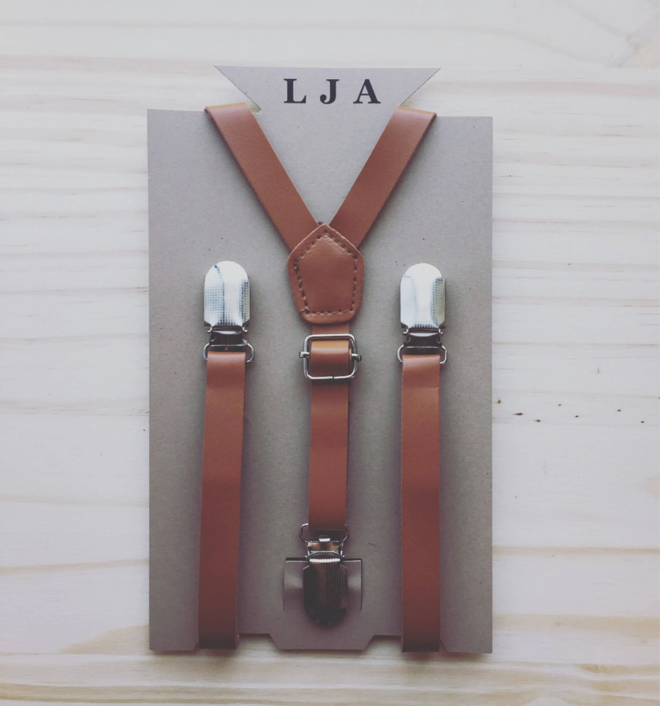 Skinny Caramel Suspenders with Honey Brown Bow Tie