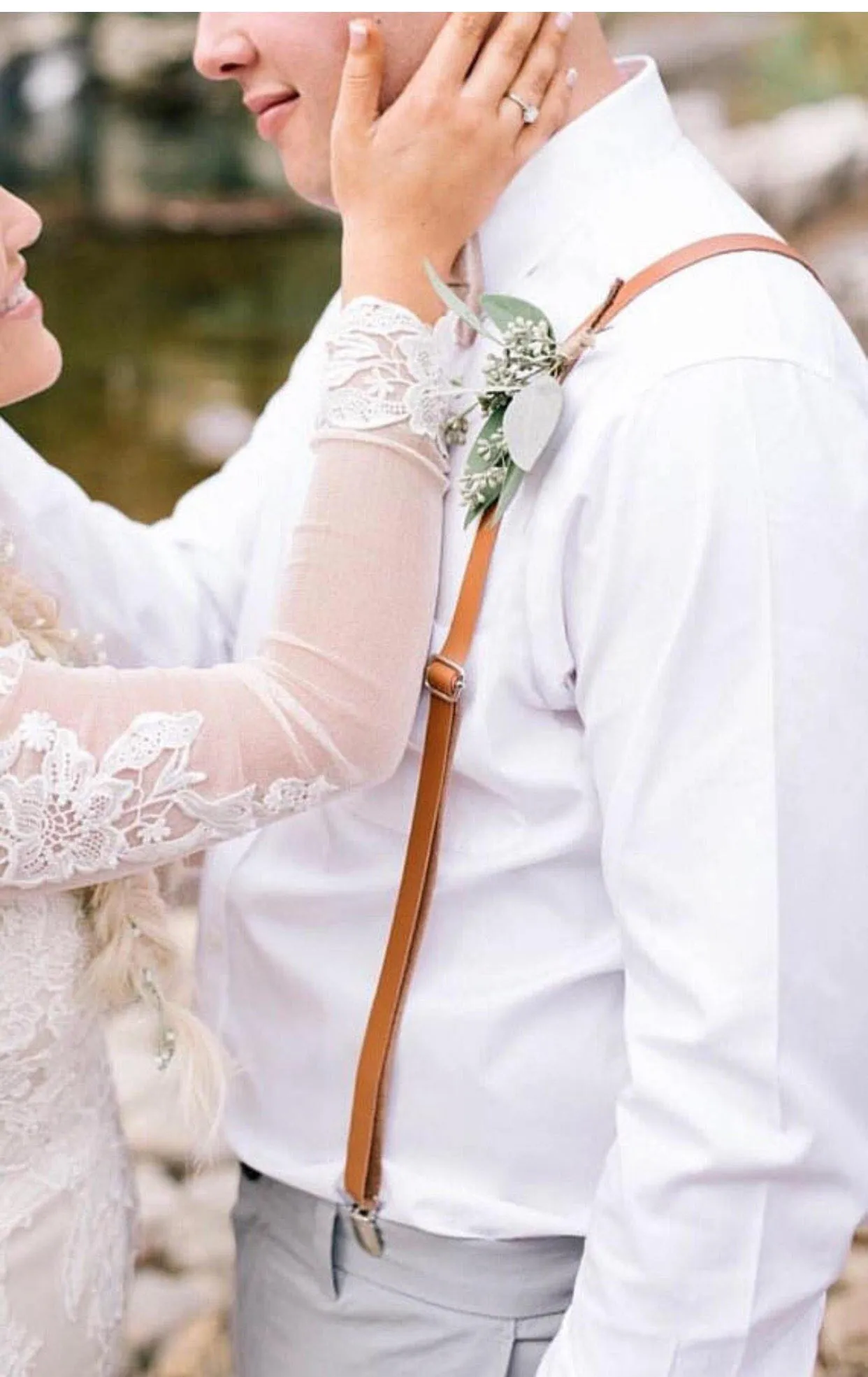 Skinny Caramel Suspenders with Honey Brown Bow Tie